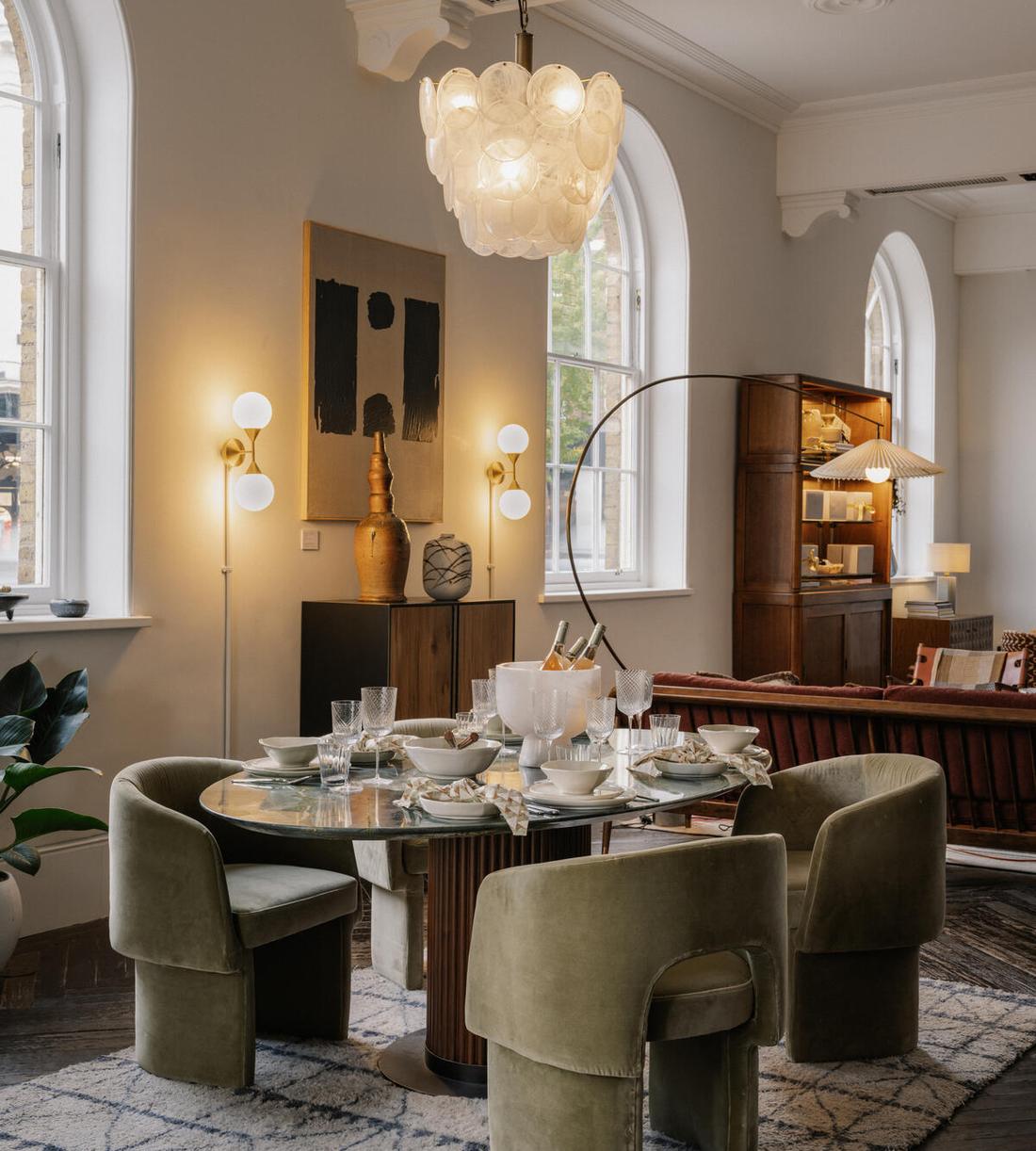 Murcell Oval Dining Table, Brazilian Green Marble, Diffused