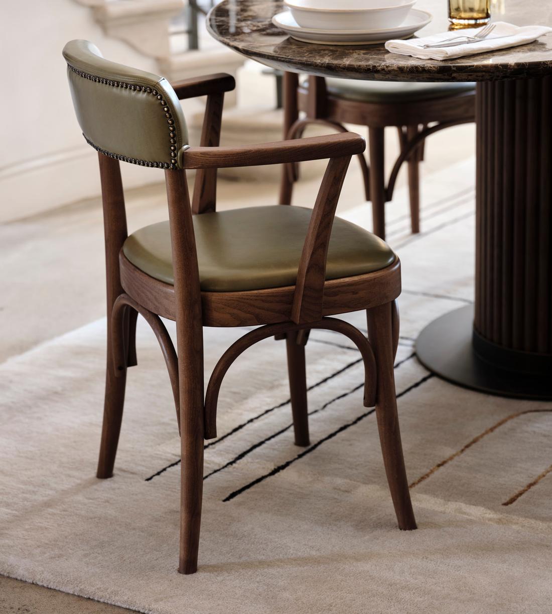 Hamilton Dining Chair, Ash Leather, Green