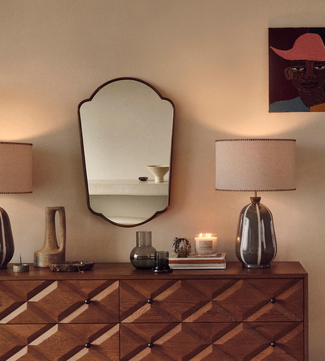 Betty Wall Mirror, Antique Brass