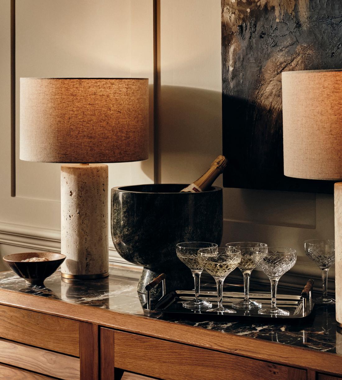 Florenza Champagne Bowl, Green Marble