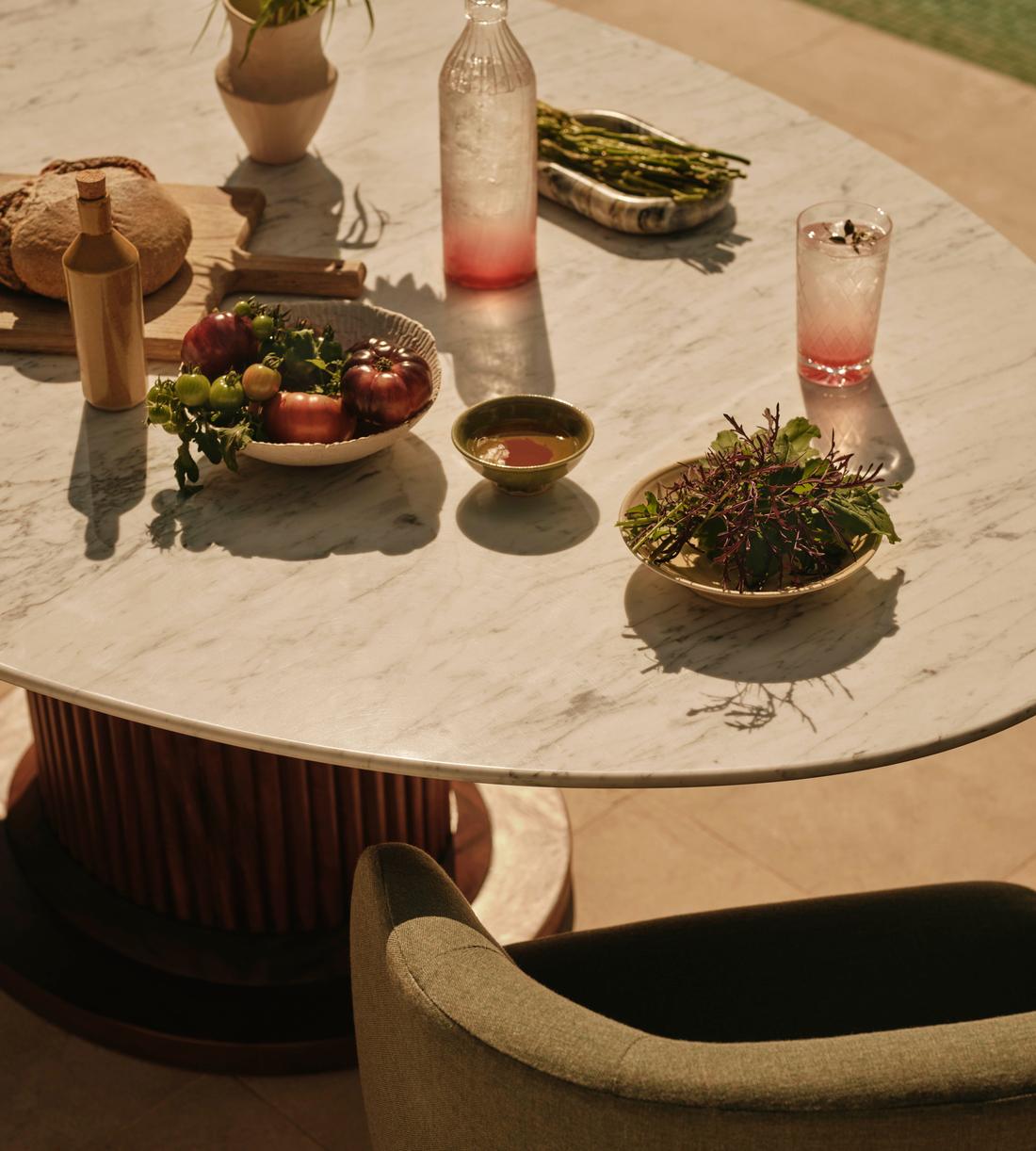 Murcell Outdoor Oval Dining Table, Carrara