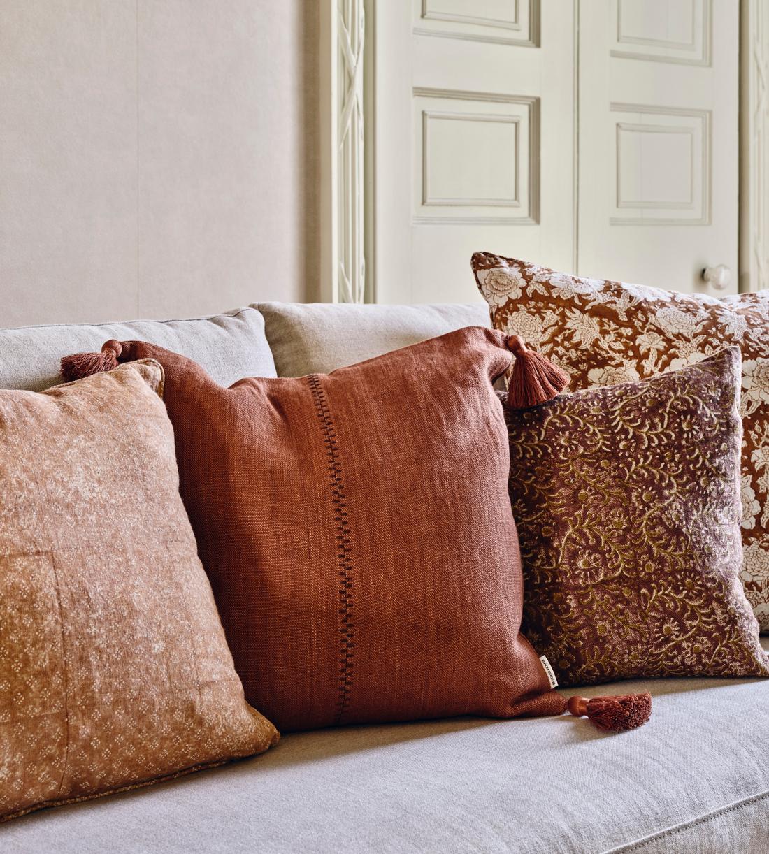 Roux Square Cushion, Rust