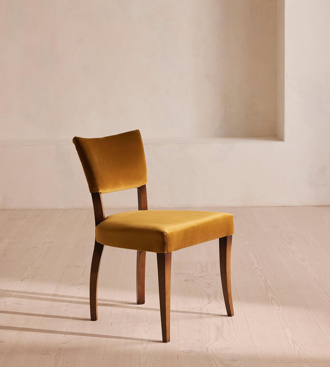 Pair of Molina Dining Chairs, Velvet Mustard, US