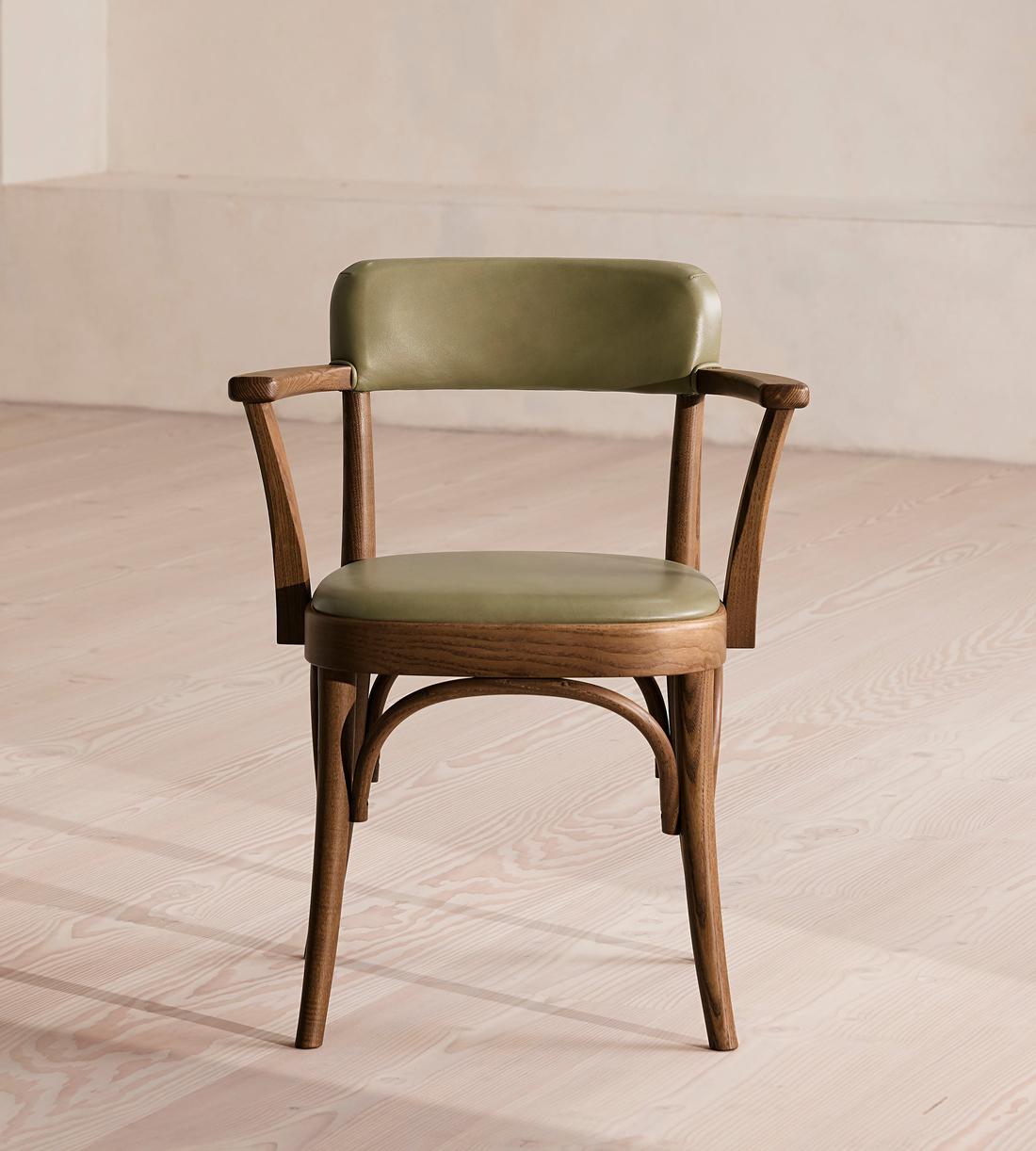 Hamilton Dining Chair, Ash Leather, Green