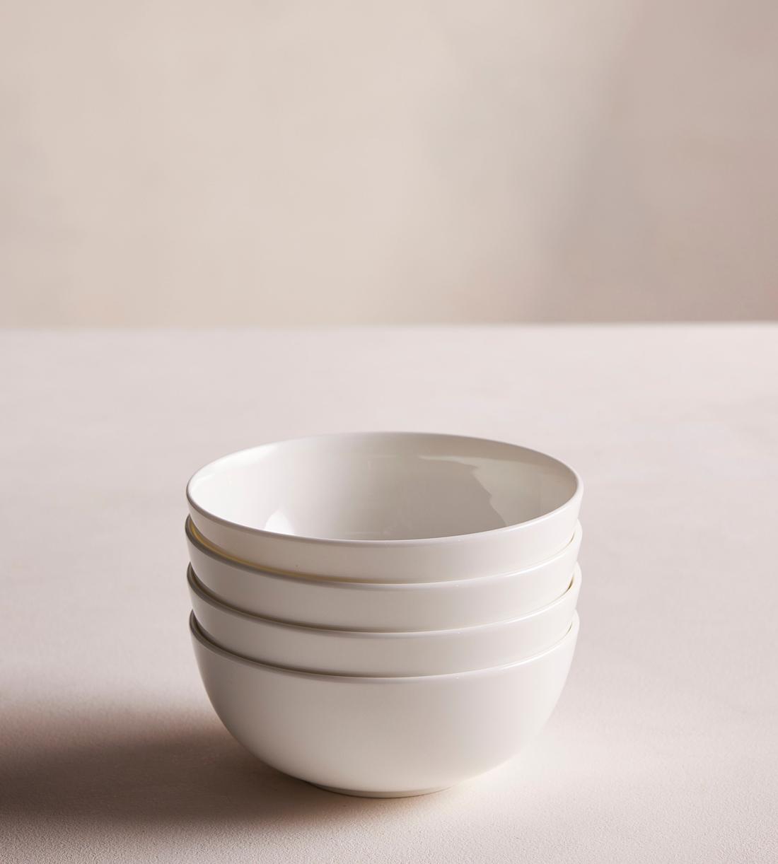 House Soup Bowl, Bone China, White, Set of Four