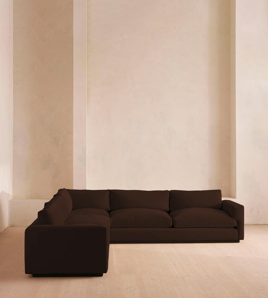 Mossley Corner Sofa, Velvet, Chocolate