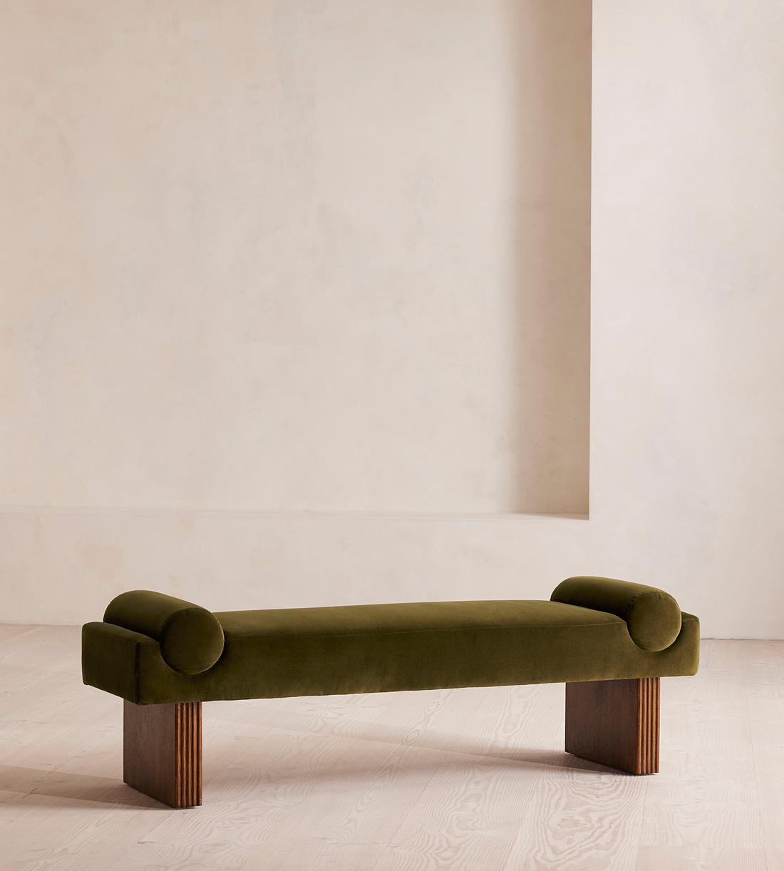Esther Bench, Velvet, Olive, US
