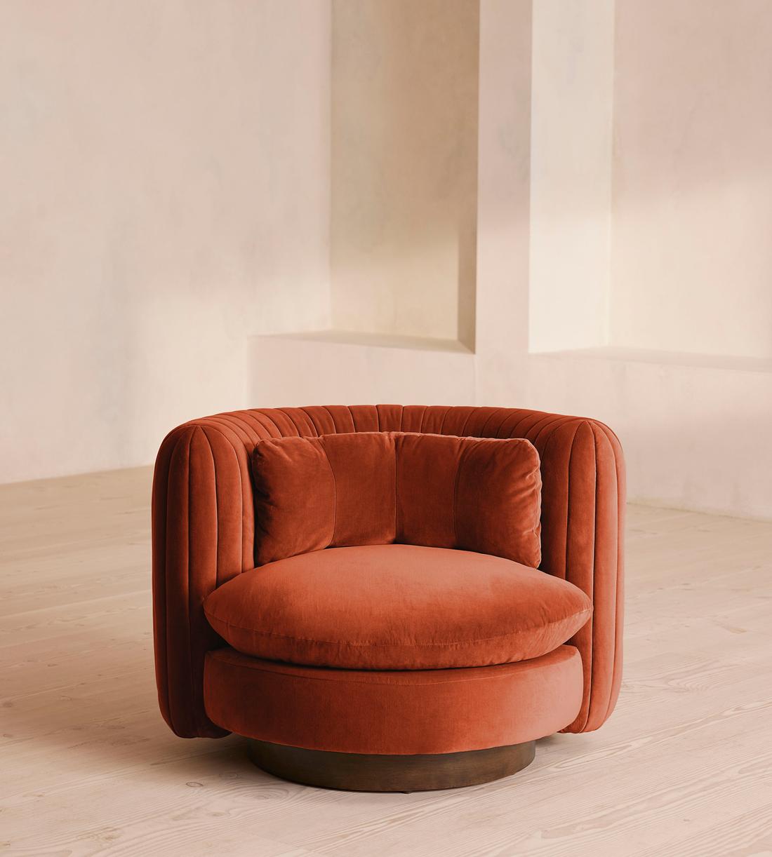 Vivienne Armchair, Velvet, Rust