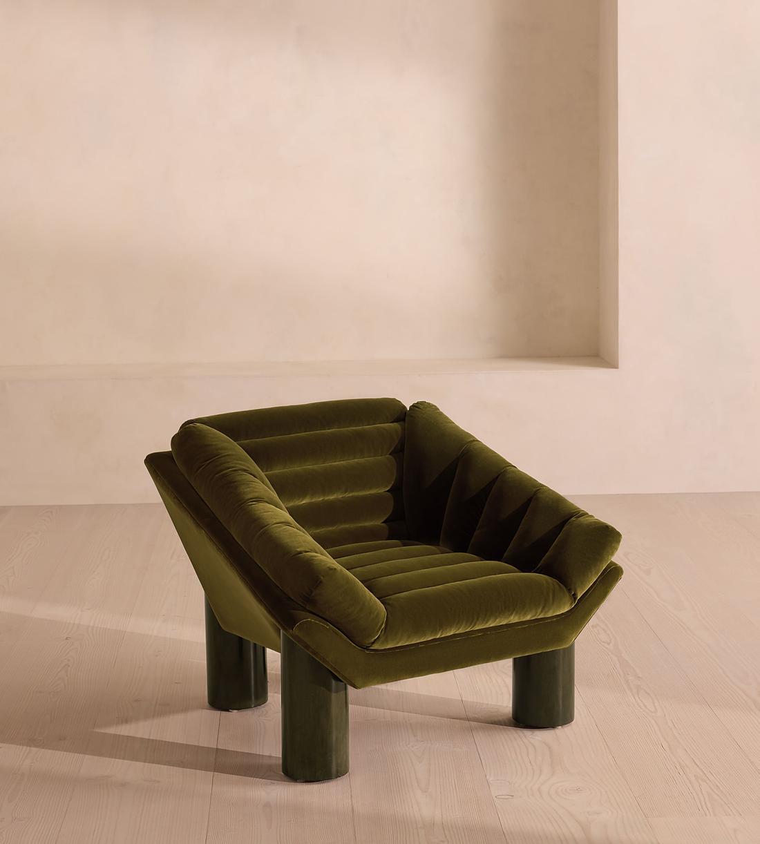Orson Armchair, Velvet, Olive