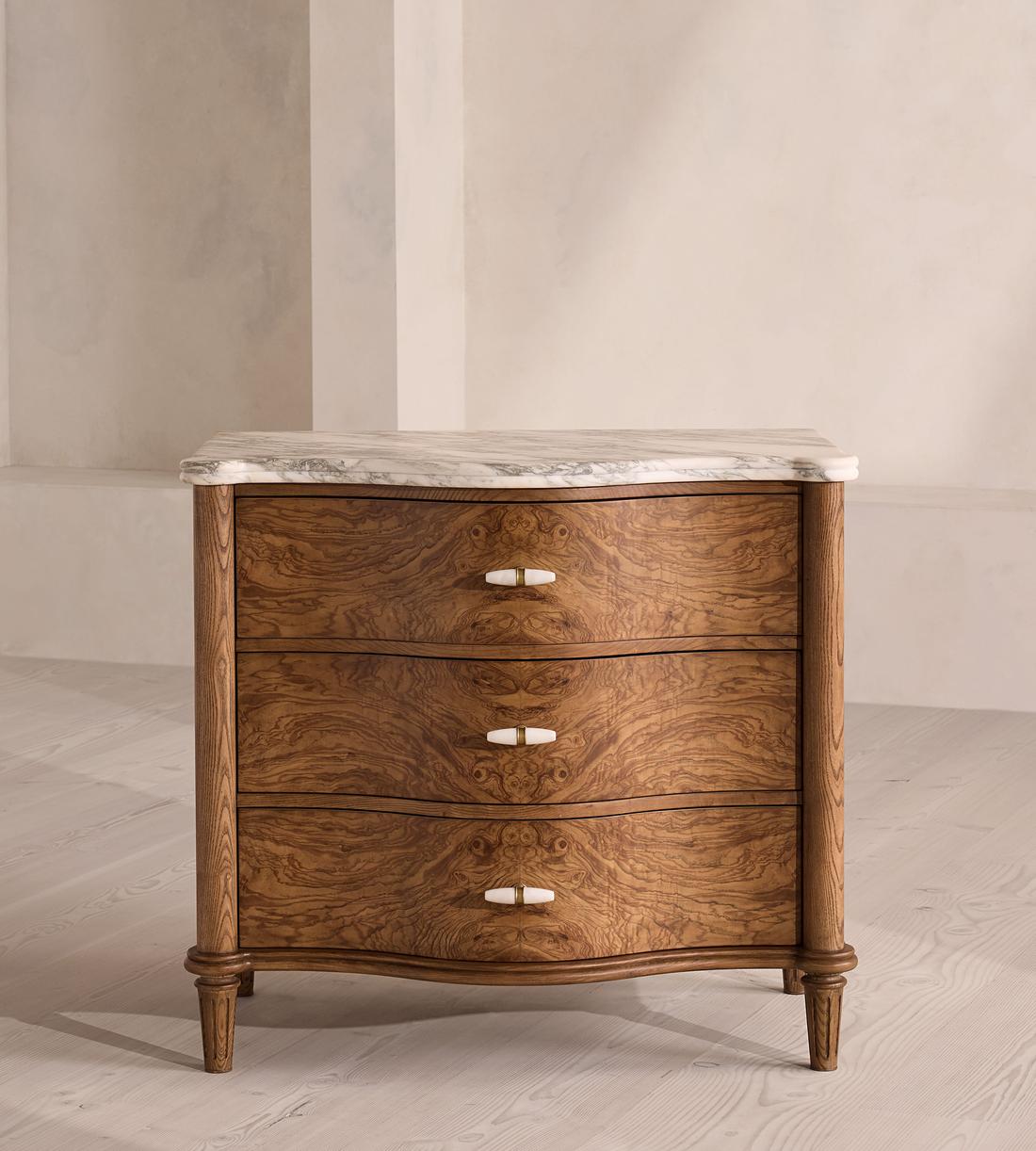 Soho Home Valerie Three Drawer Dresser, Arabescato Corchia Marble Soho Home Valerie Three Drawer Dresser, Arabescato Corchia Marble