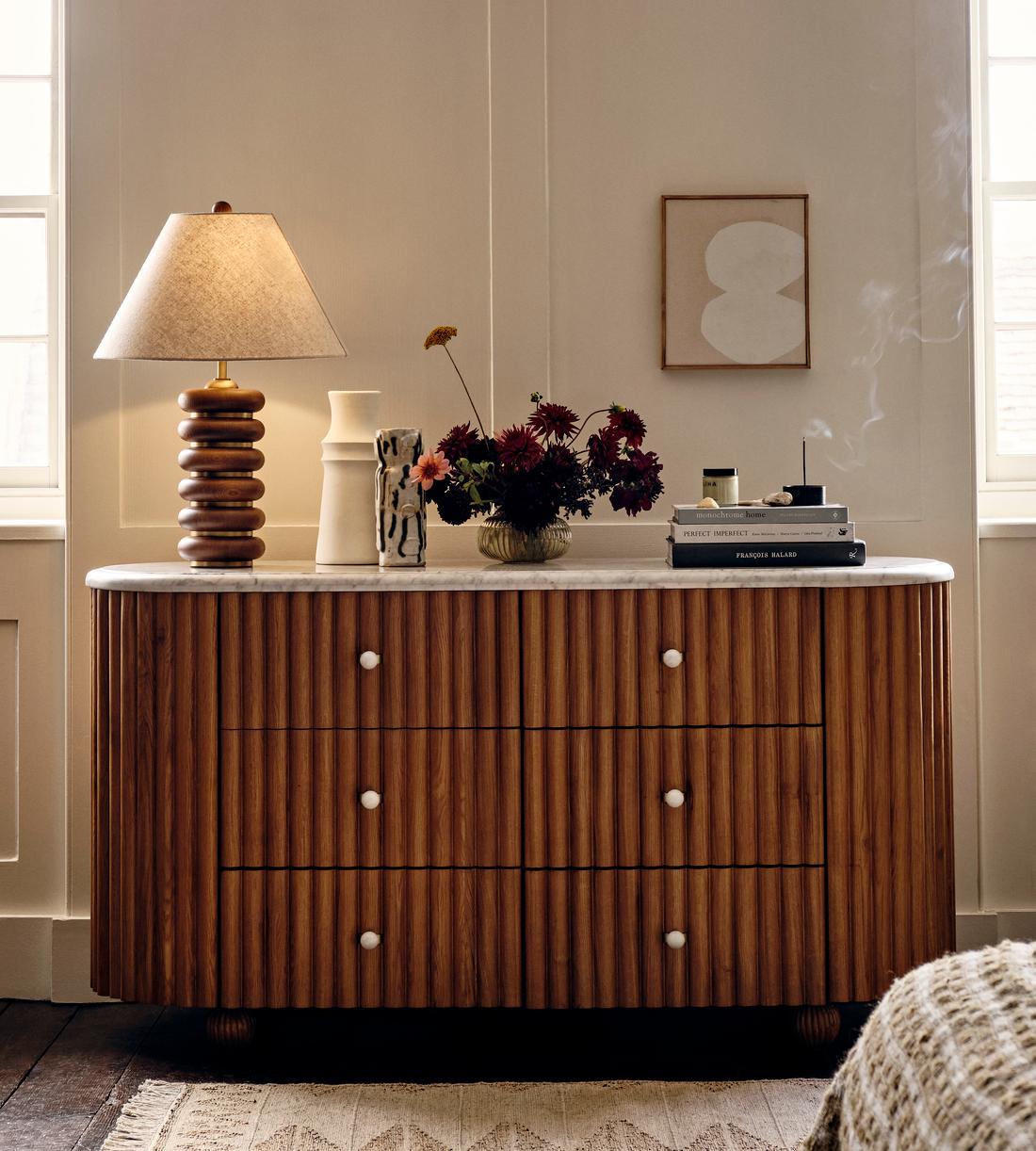 Carlisle Six Drawer Dresser, Carrara Marble