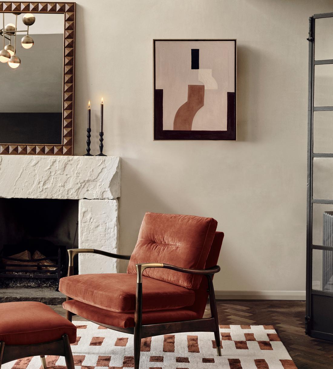 Theodore Armchair, Velvet, Rust