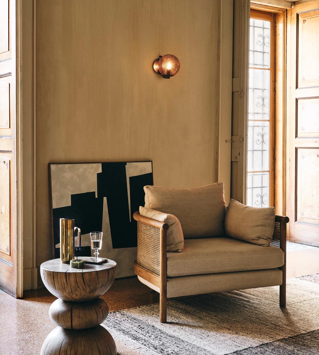 Sydney Cane Armchair, Washed Linen Flax