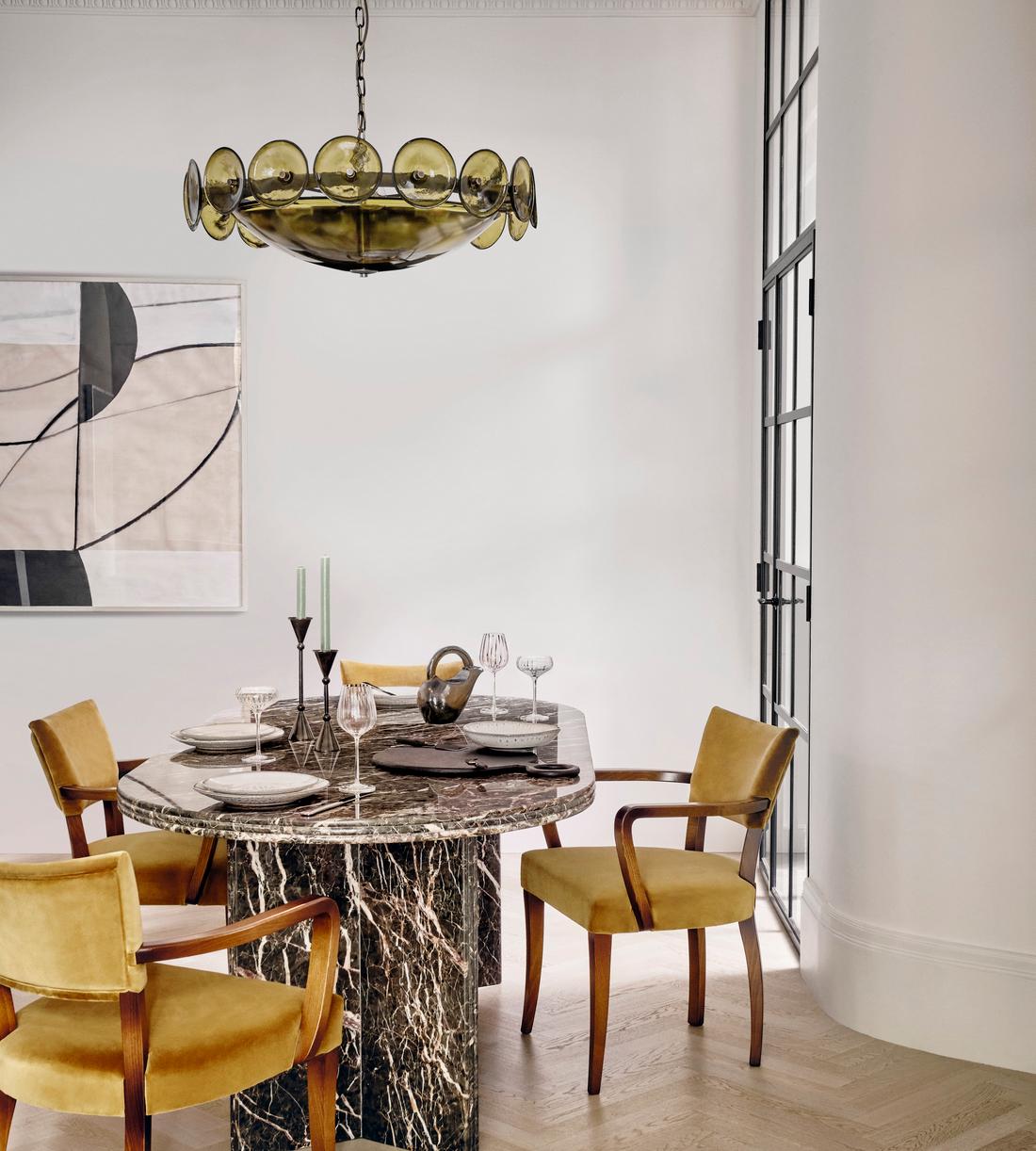 Rosaline Dining Table, Griseo Rosa Marble