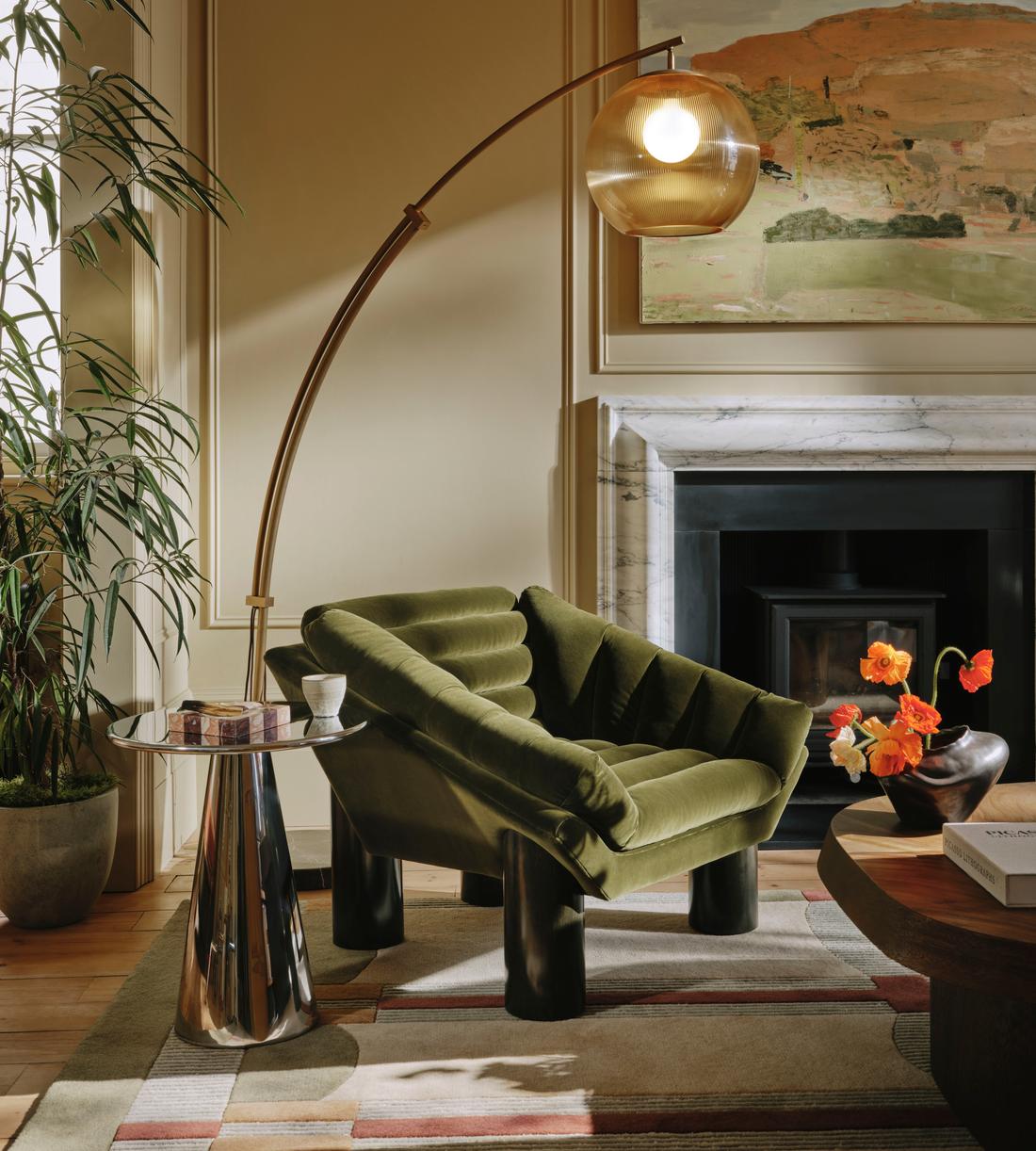 Orson Armchair, Velvet, Olive