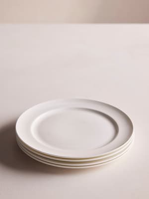 Divitis Home Fusion 12-Piece Porcelain Dinnerware Set - Black Round Plates And Bowls