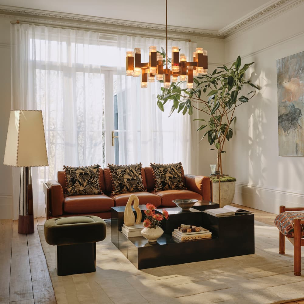 Marcia Three Seater Sofa - Leather - Chestnut - Lifestyle - Image 3