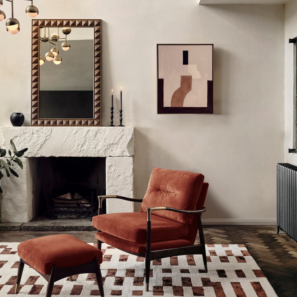 Theodore Footstool - Velvet - Rust - Lifestyle - Image 3
