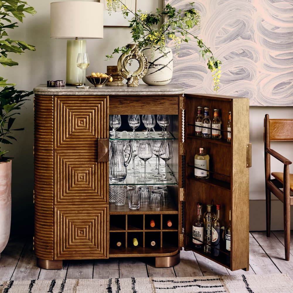 Kingsley Bar Cabinet - Grey Emperador Marble - Lifestyle - Image 3