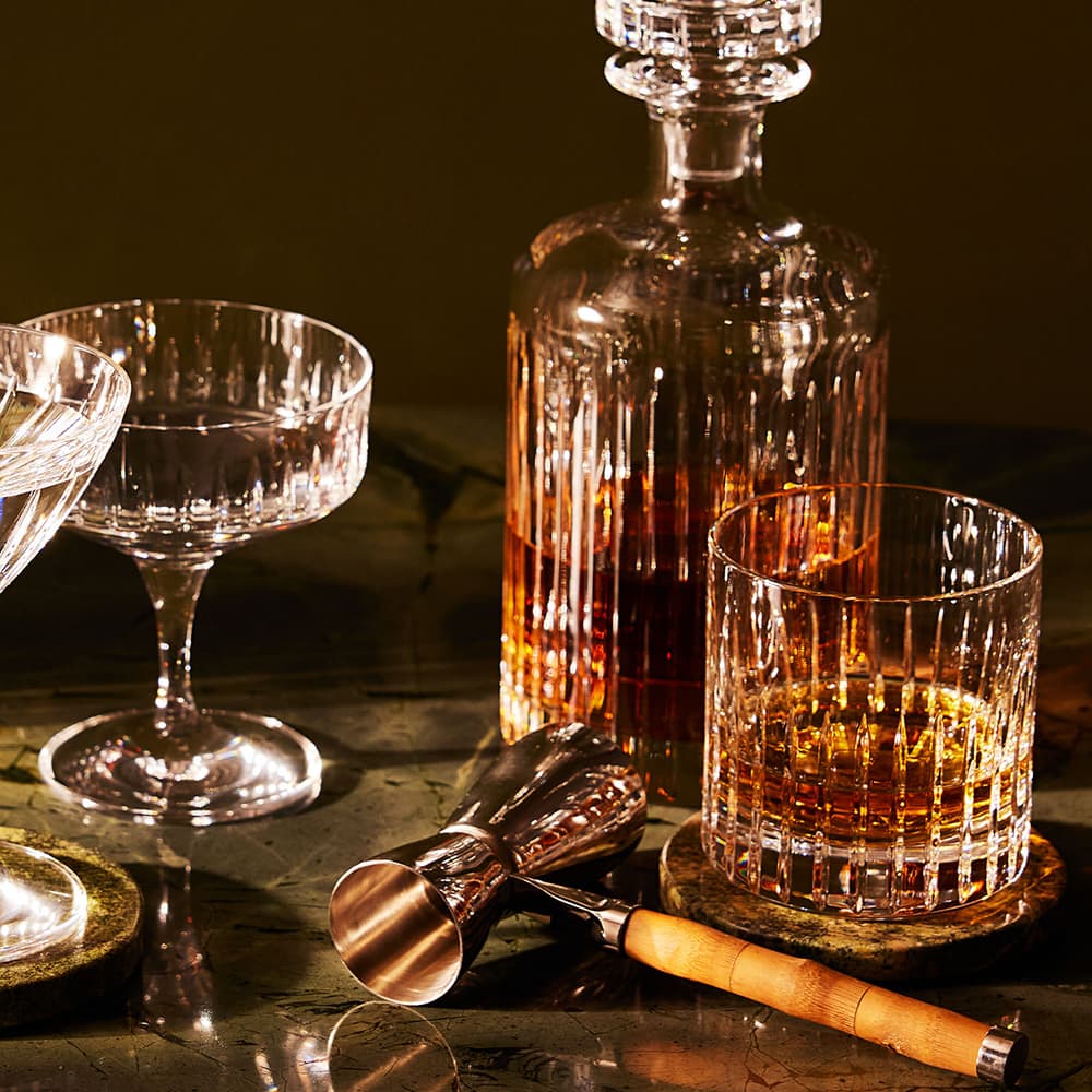 Roebling Cut Crystal Rocks Glass - Set of Four - Lifestyle - Image 3
