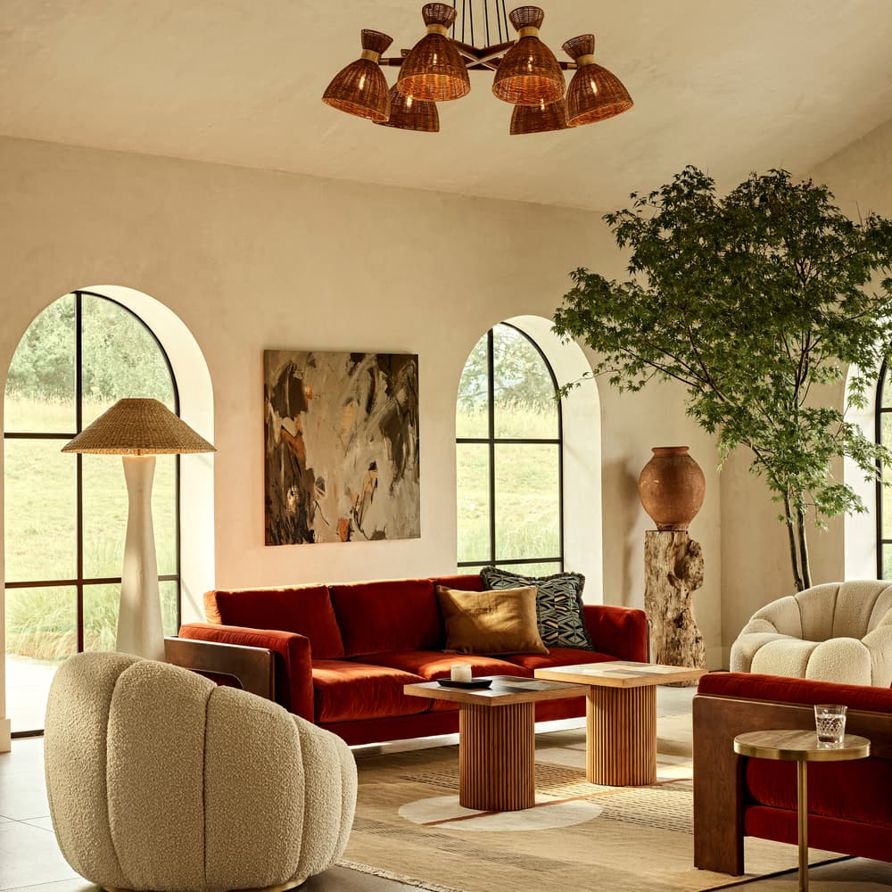 Marcia Three Seater Sofa - Velvet - Rust - Lifestyle - Image 3