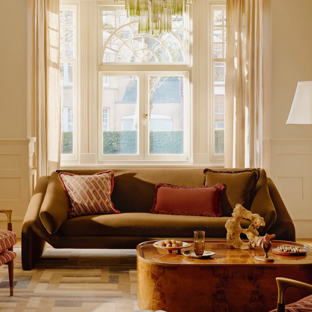 Amble Three Seater Sofa - Velvet - Olive - Lifestyle - Image 3