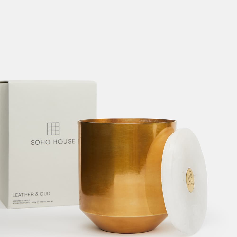 Turin Leather and Oud Candle Antique Brass - Large 500g - Images - Image 3