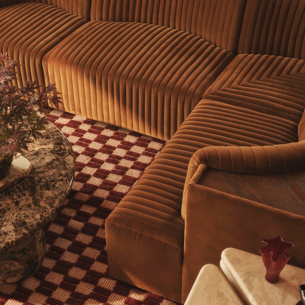 Hamish Modular Sofa - L-Shaped Sofa - Velvet - Mustard - UK - Lifestyle - Image 3