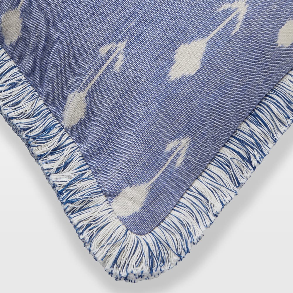 Monica Ikat Cushion - Blue - Images - Image 3