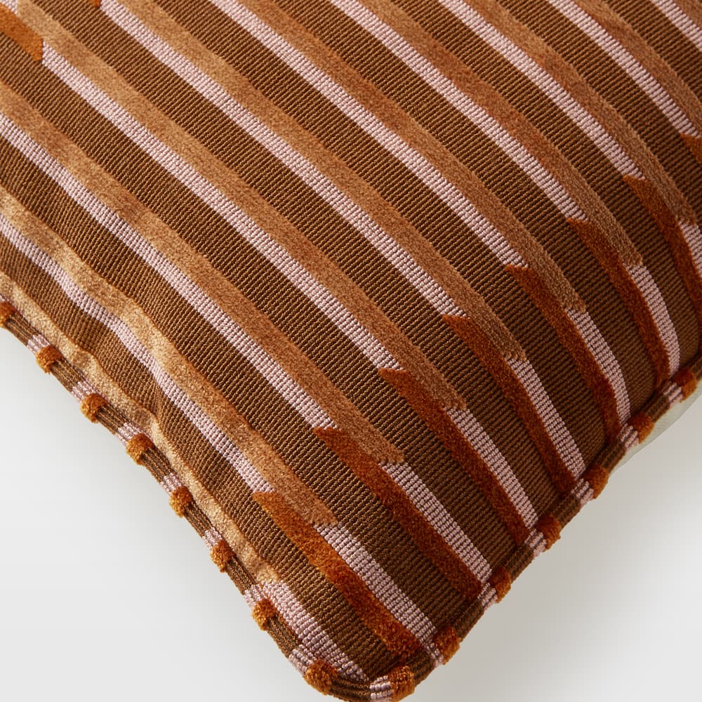 Pierre Frey Velvet Lines Cushion - Rust - Images - Image 3