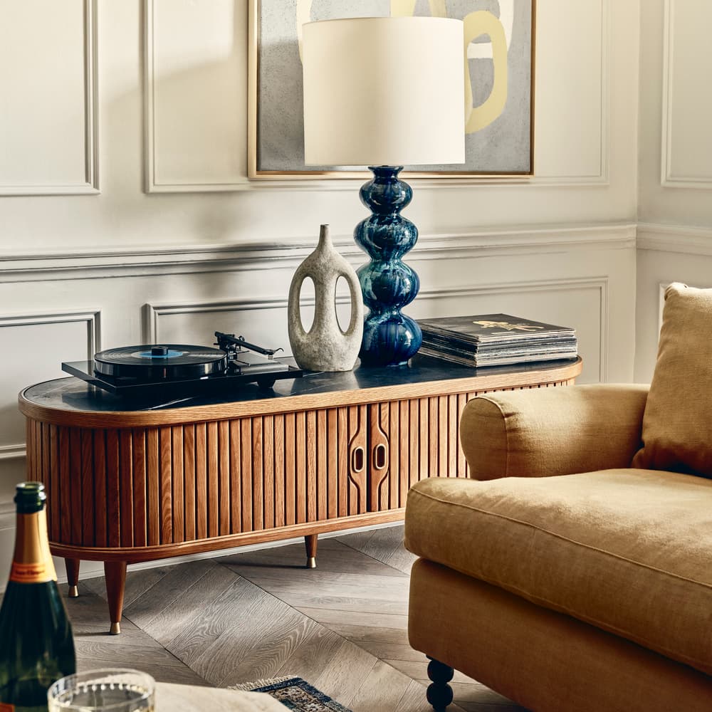 Nora Tambour Media Unit - Black Marquina Marble - Lifestyle - Image 3