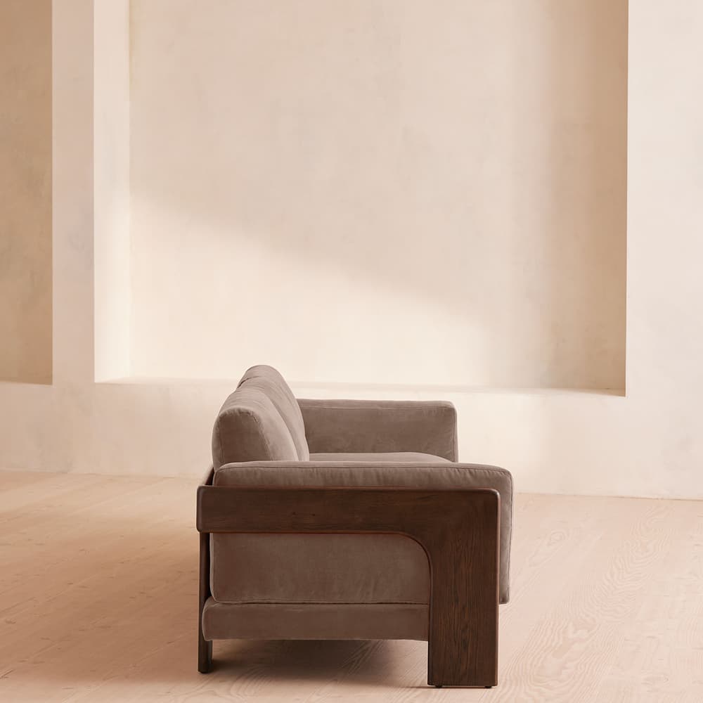 Marcia Three Seater Sofa - Velvet - Taupe - Images - Image 3