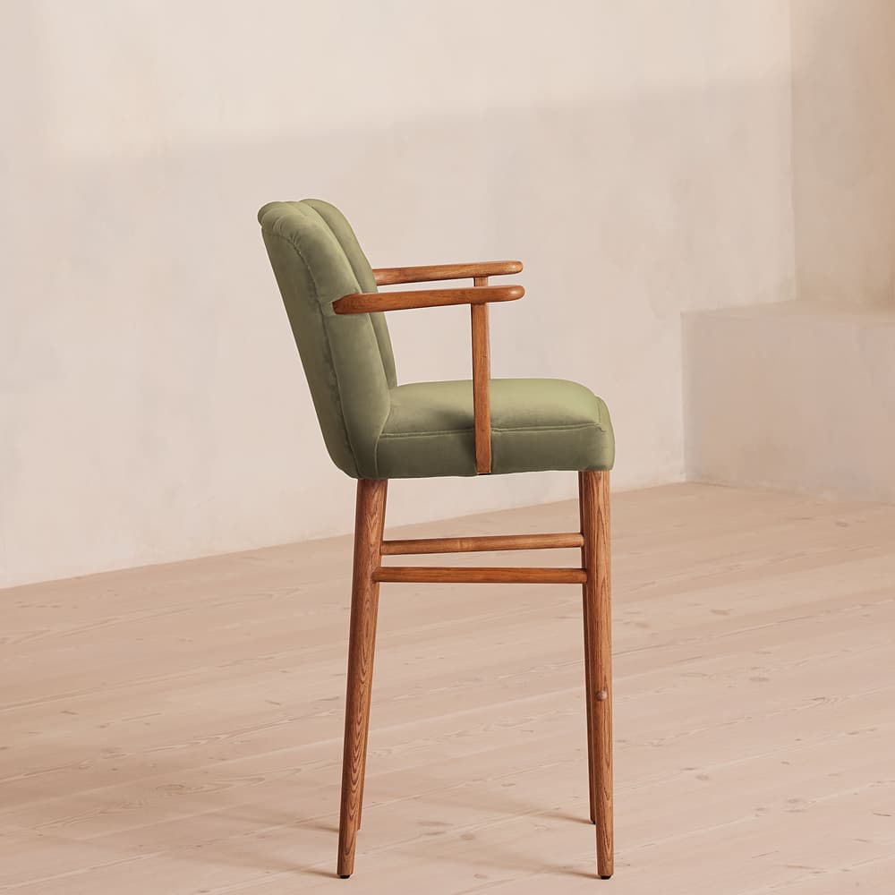 Mae Barstool - Velvet - Lichen - US - Images - Image 3