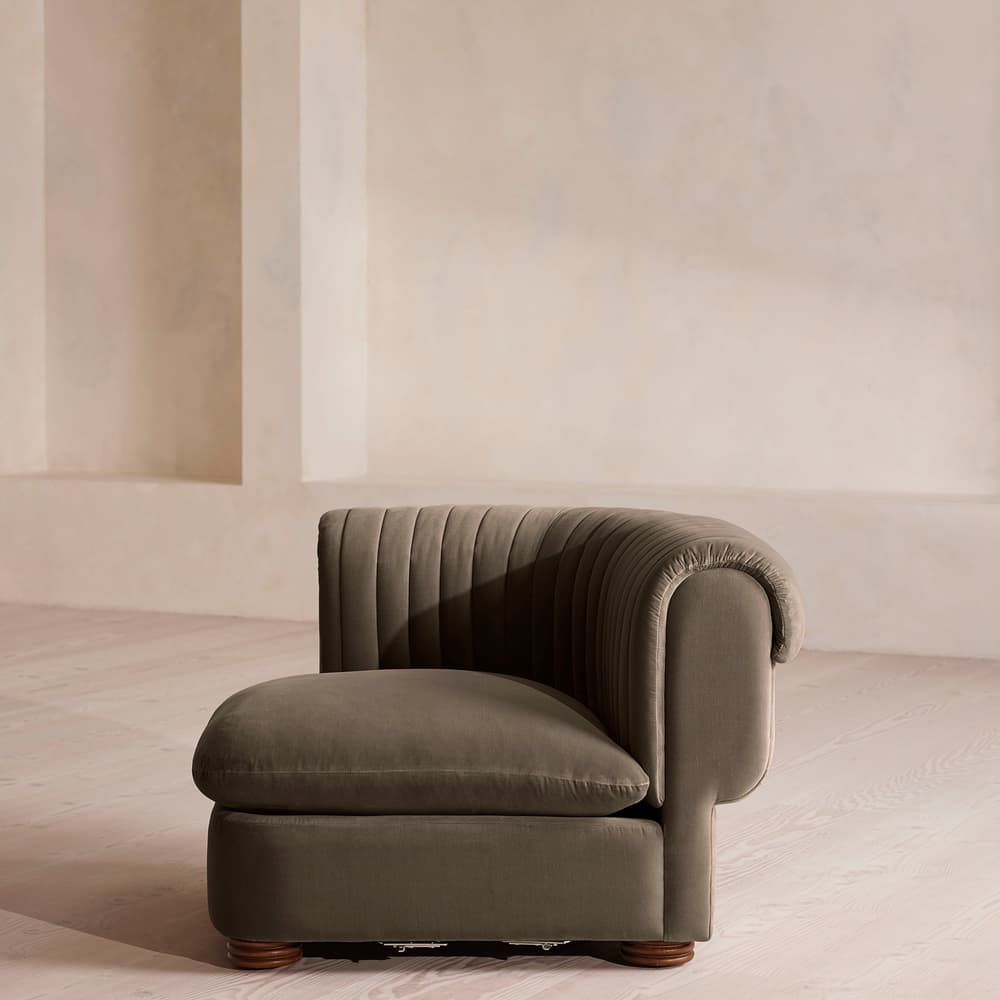 Rava Modular Sofa - Left Arm Module - Velvet - Taupe - Image 3