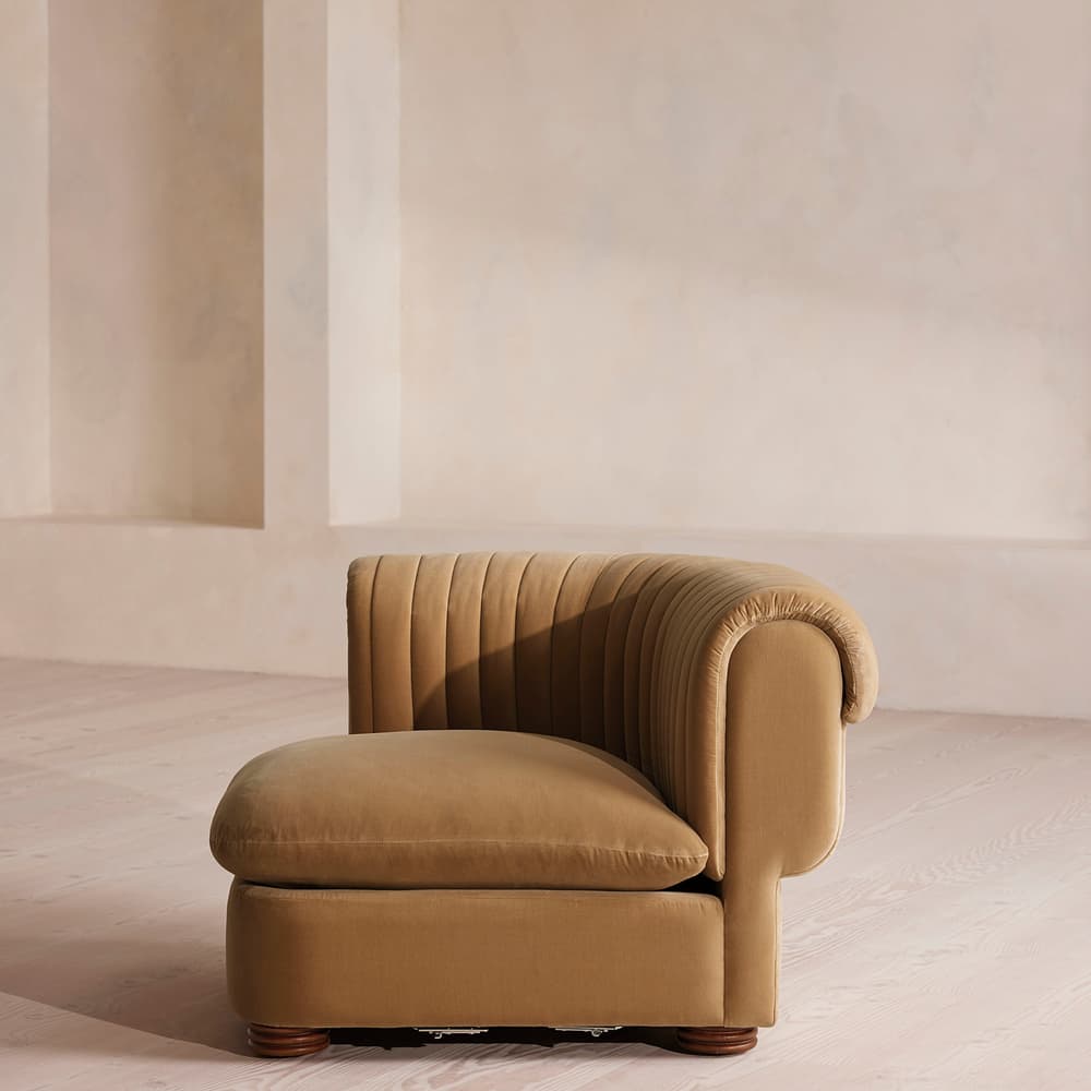Rava Modular Sofa - Left Arm Module - Velvet - Camel - Image 3