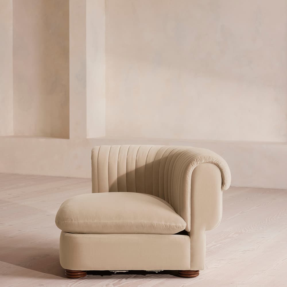 Rava Modular Sofa - Left Arm Module - Velvet - Porcelain - Image 3