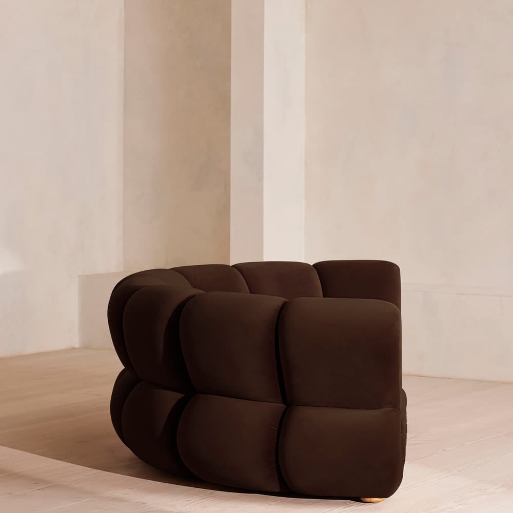 Noelle Sectional Sofa - Four Seater - Velvet Chocolate Brown - US - Images - Image 3