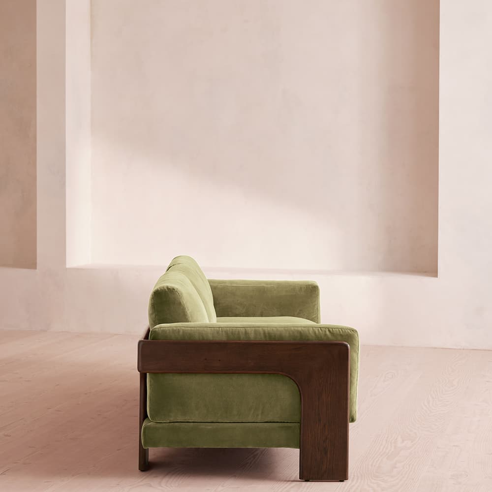 Marcia Three Seater Sofa - Velvet - Lichen - Images - Image 3