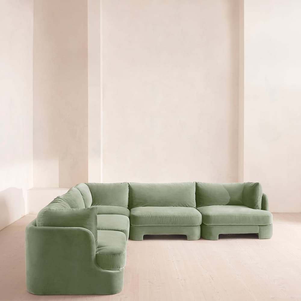 Odell Deeper Sit Sectional Sofa - Corner Sofa - Velvet - Seafoam - US - Images - Image 3