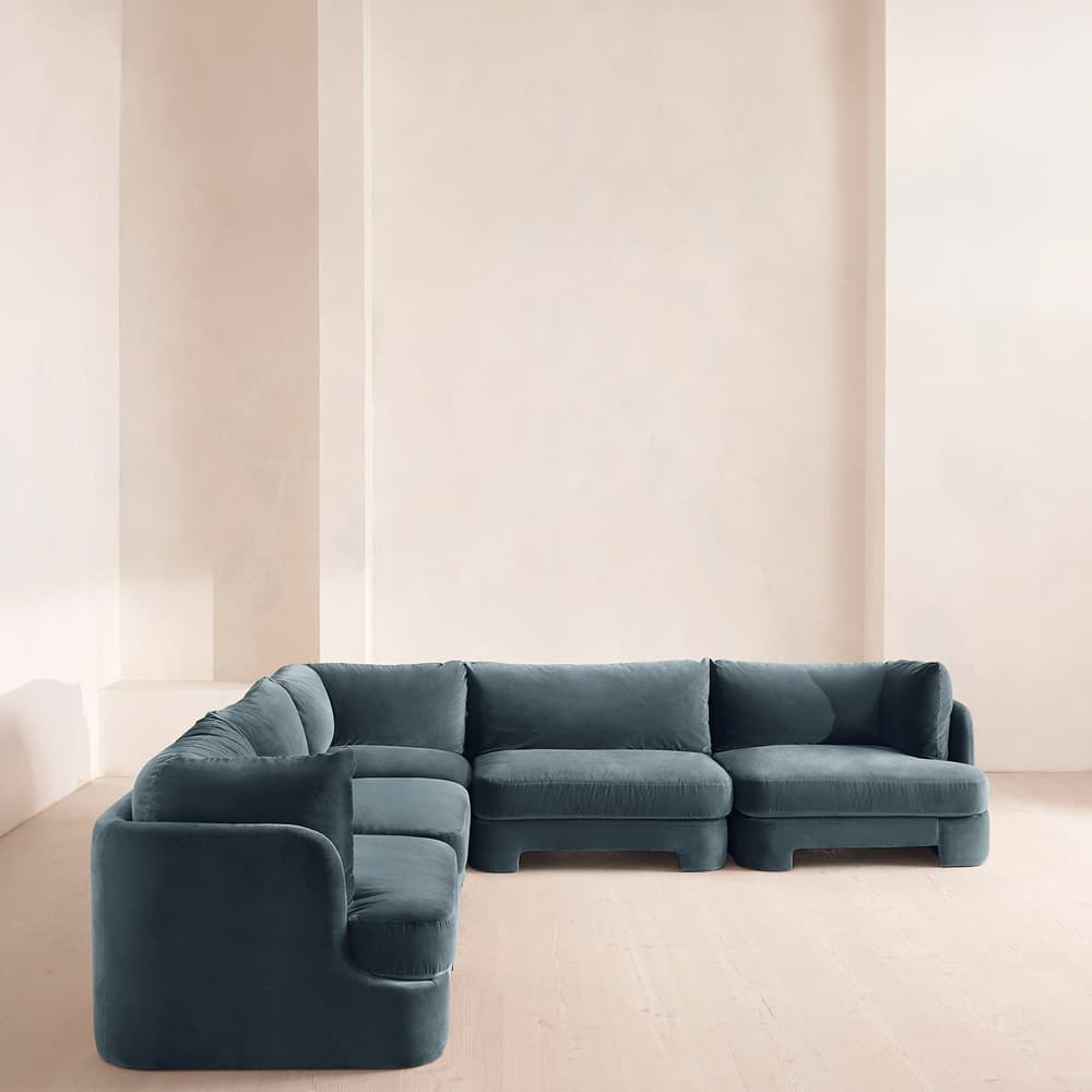 Odell Modular Sofa - Corner Sofa - Velvet - Grey Blue - Images - Image 3