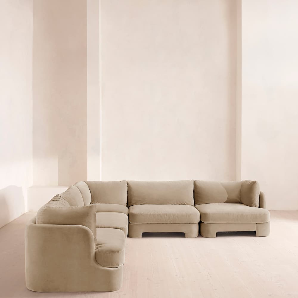 Odell Sectional Sofa - Corner Sofa - Velvet - Oyster - US - Images - Image 3