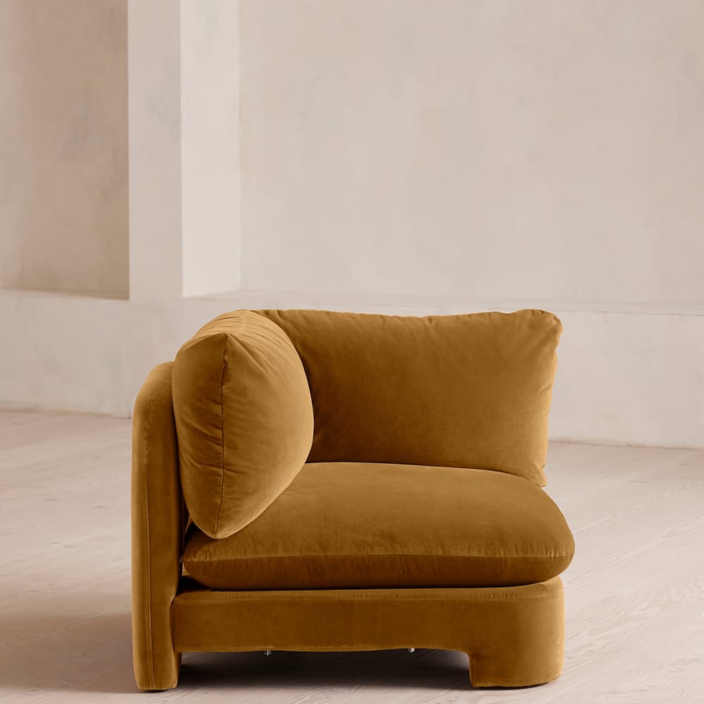 Odell Deeper Sit Modular Sofa - Right Arm Module - Mustard Velvet - Image 3