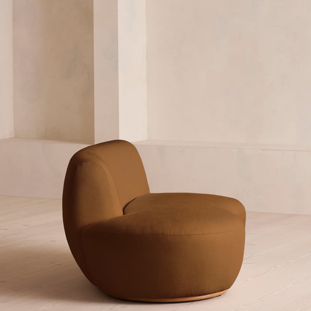 Aline Serpentine Sectional Sofa - Middle Section - Linen - Terracotta - US - Image 3