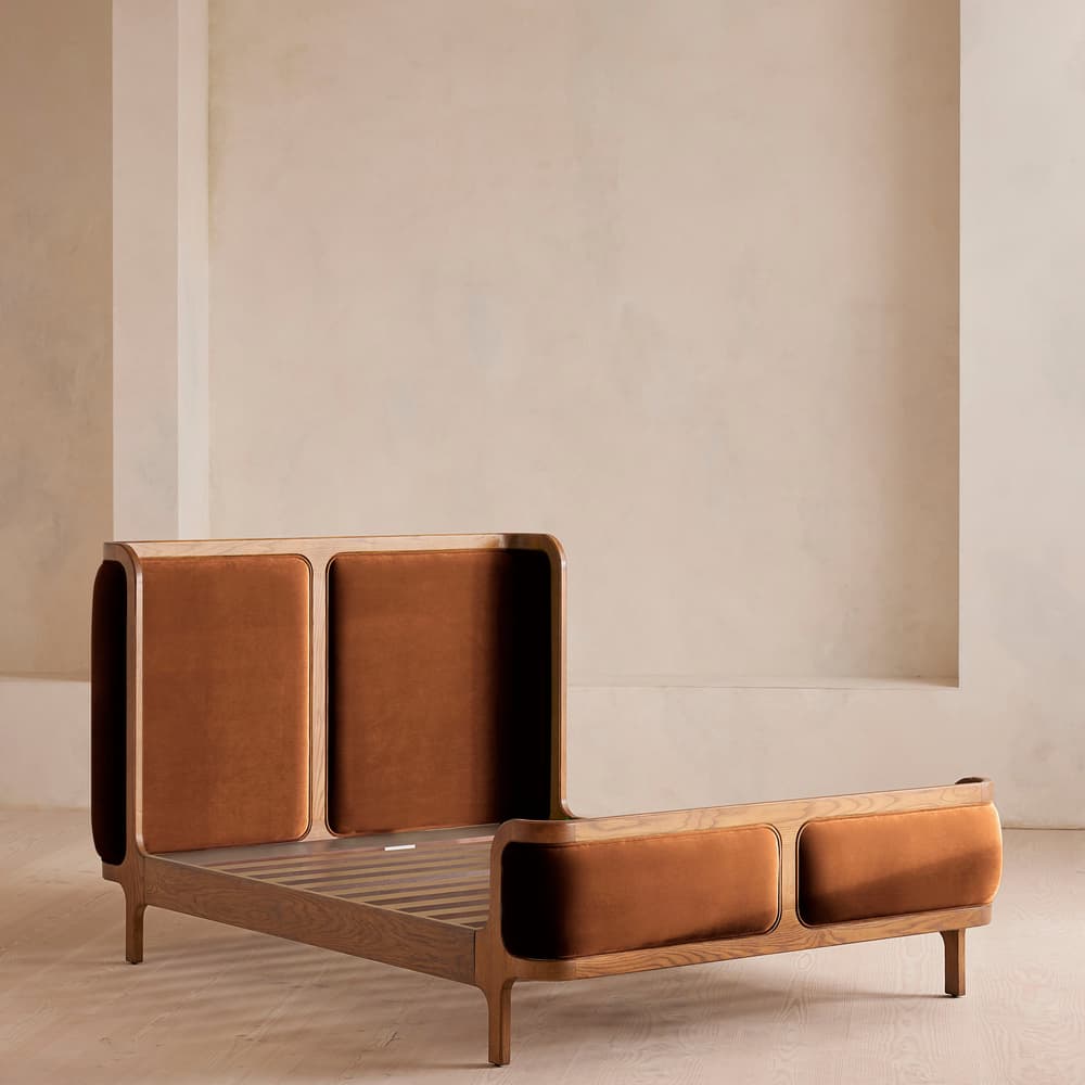 Belsa Bed - Light Wood - King - Velvet - Cinnamon - UK - Images - Image 3