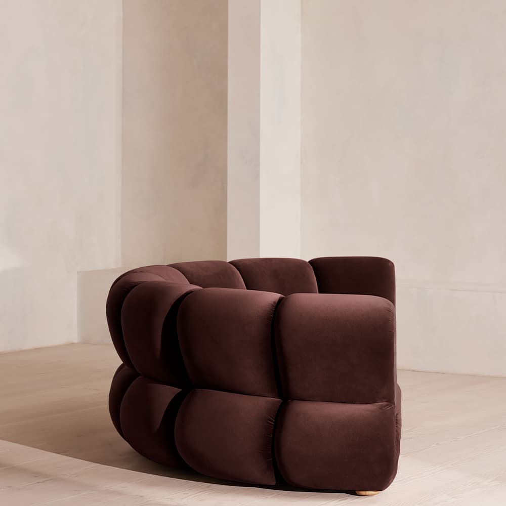 Noelle Sectional Curved Sofa - Four Seater - Velvet - Aubergine - US - Images - Image 3