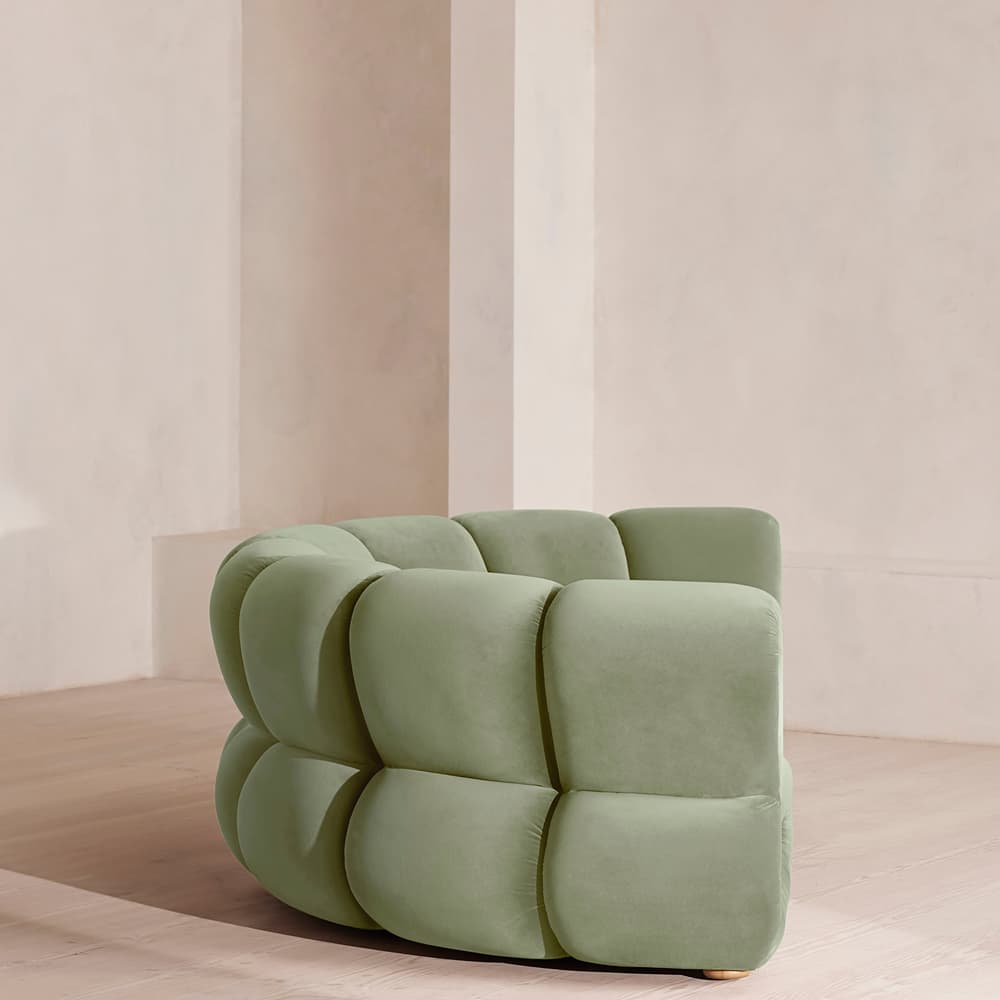 Noelle Sectional Curved Sofa - Four Seater - Velvet - Seafoam - US - Images - Image 3