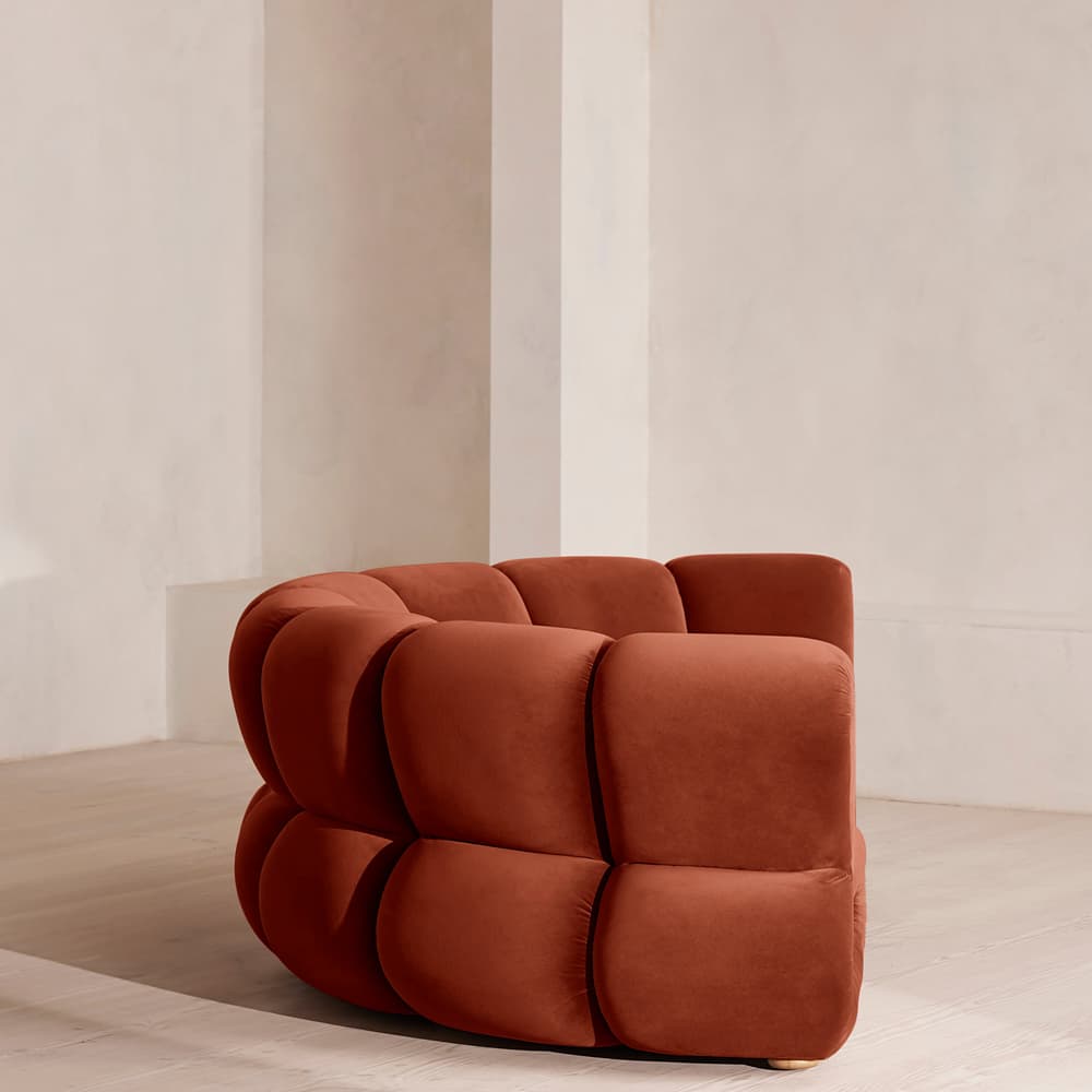 Noelle Modular Curved Sofa - Four Seater - Velvet - Rust - Images - Image 3