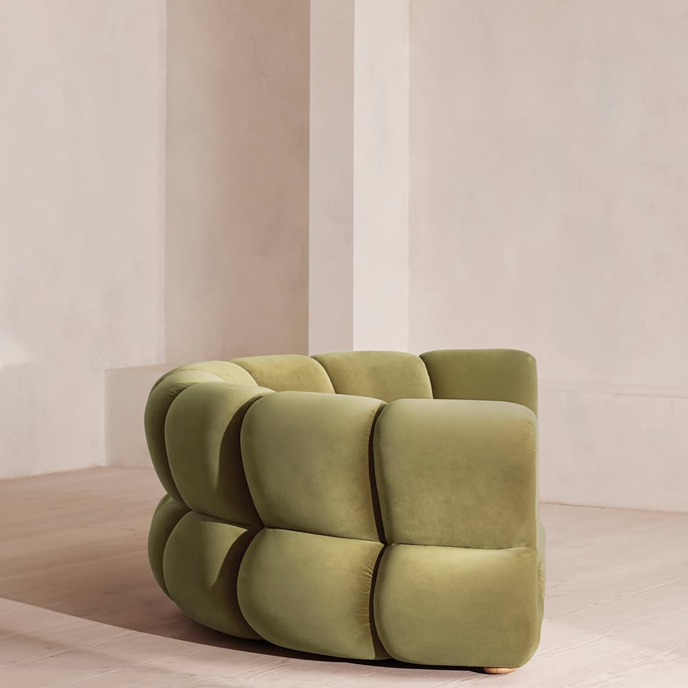 Noelle Modular Curved Sofa - Four Seater - Velvet - Lichen - Images - Image 3