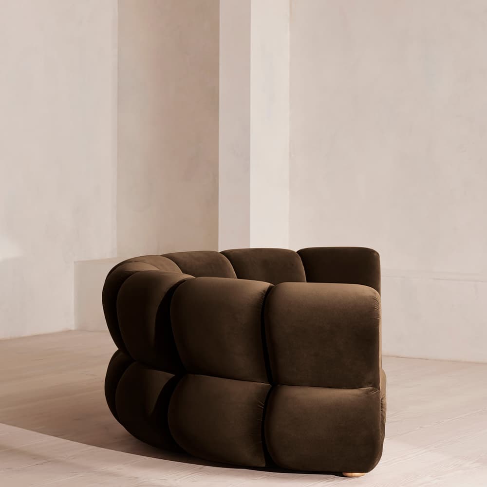 Noelle Sectional Curved Sofa - Four Seater - Velvet Chocolate Brown - US - Images - Image 3