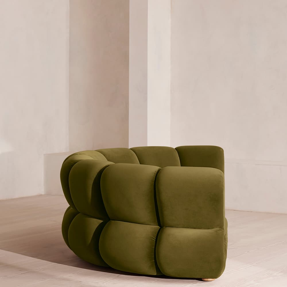 Noelle Sectional Curved Sofa - Four Seater - Velvet - Olive - US - Images - Image 3